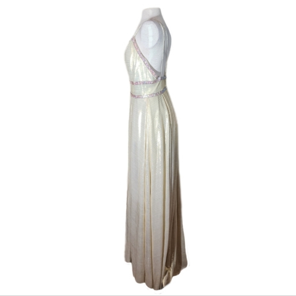 Camille Dress Metallic Sweetheart Rhinstone Maxi Champagne Plus Size 14 - Picture 10 of 17